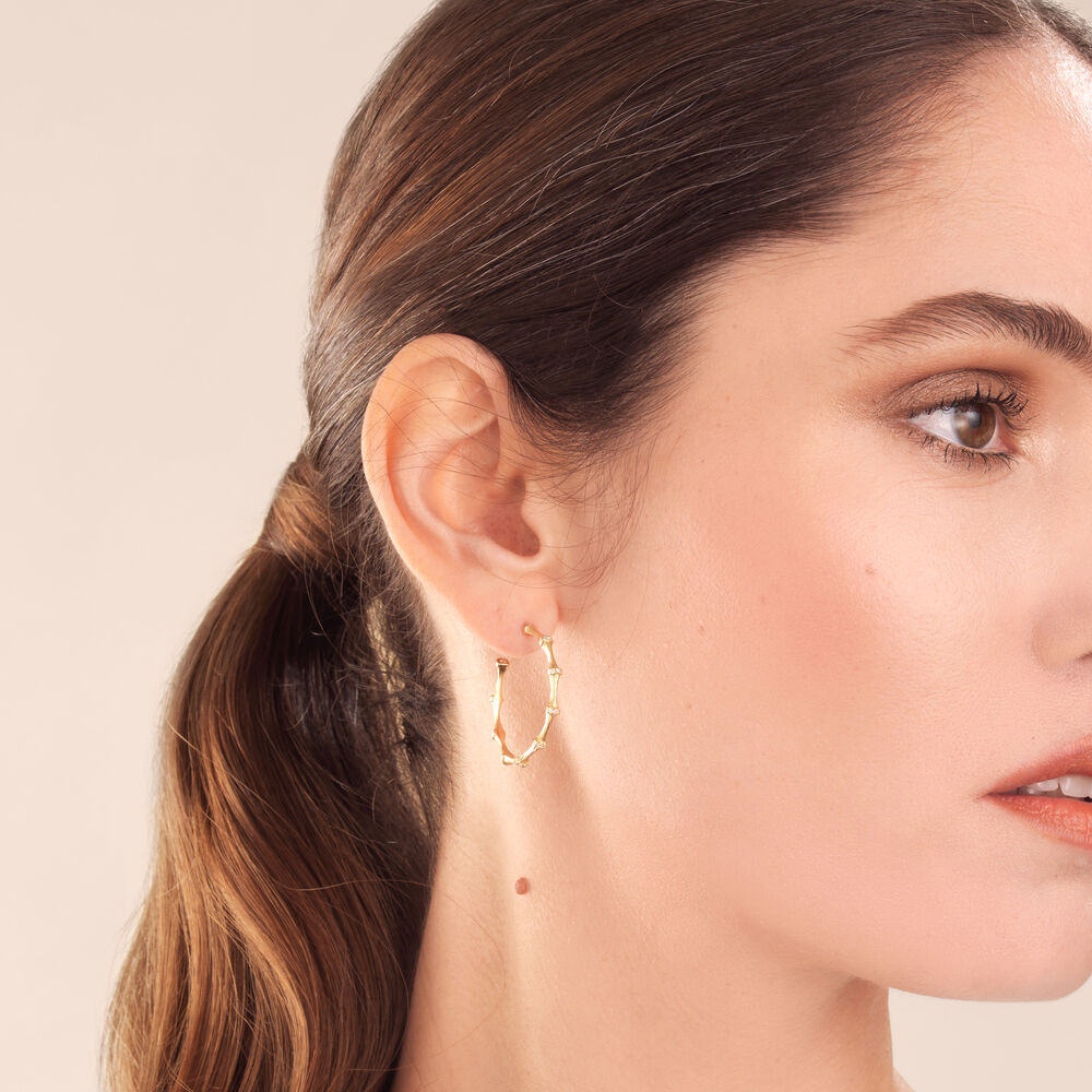 Bamboo 18ct Gold Diamond Hoop Earrings | Annoushka jewelley